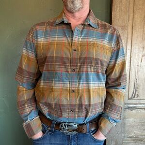 Men’s Prana Plaid Button down shirt Size M Medium